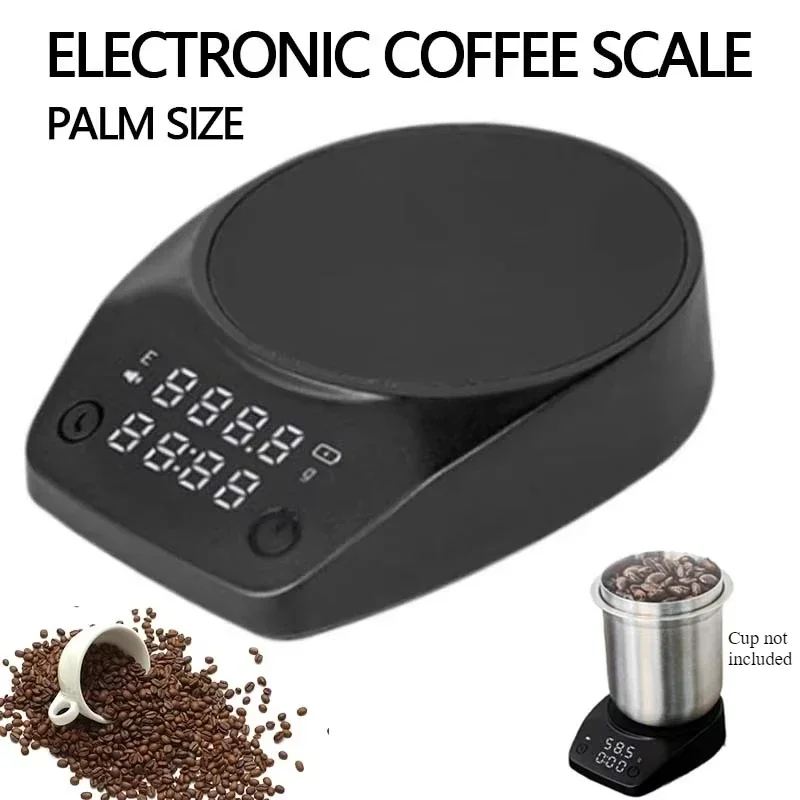 

Mini Coffee Scale Electronic Italian Coffee Bean Scale Palm Size Timing Weighing Scale Home Kitchen Tool Coffee Bar Accessories