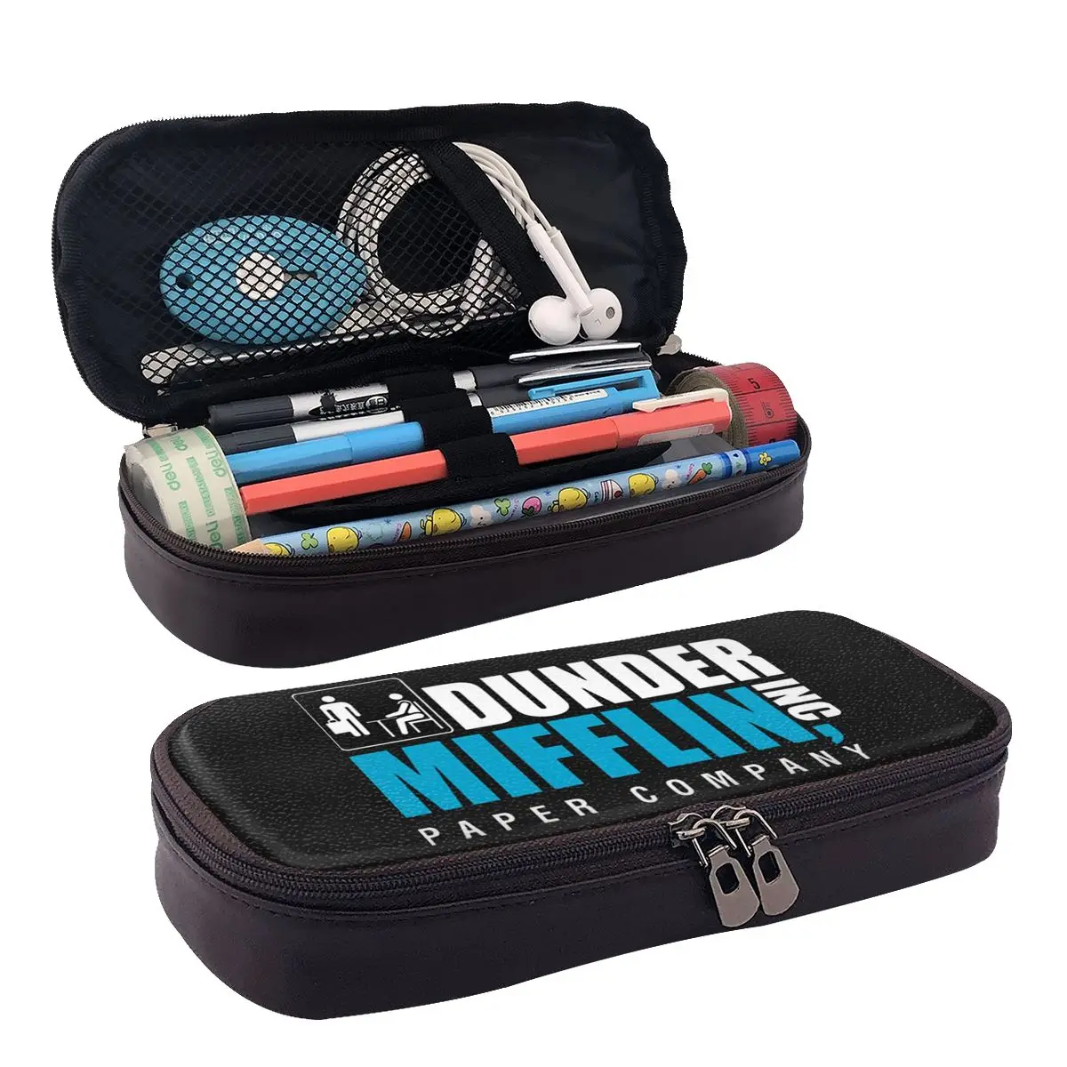 Dunder Mifflin Paper Company Essential Leather Pencil Case for Students Gifts Pen Box Pencil Bag Pen Holder Bag