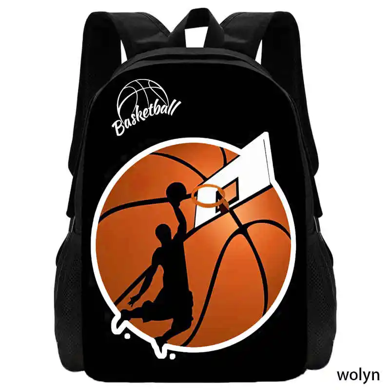 Basquete impressão padrão mochila para crianças, bolsa de escola para meninos e meninas, durável e softback para livros, crianças