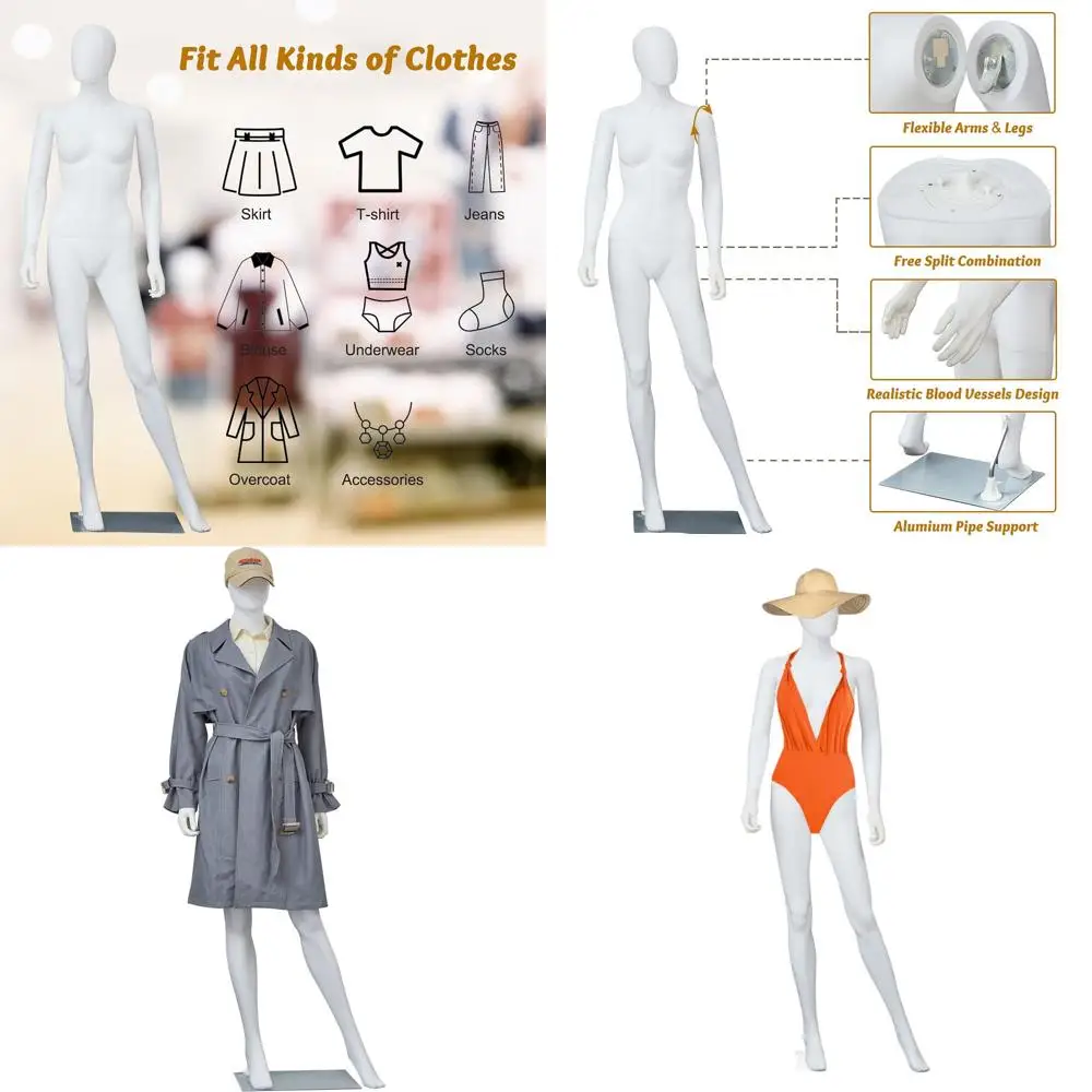 

Полноразмерный женский манекен для демонстрации, идеально подходит для магазинов одежды, косплея и праздников, белый