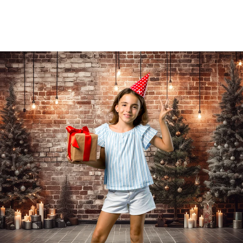 Bonvvie Christmas Backdrop Xmas Tree Fireplace Snowflake Kids Baby Portrait Family Party Decor Photocall Photography Background