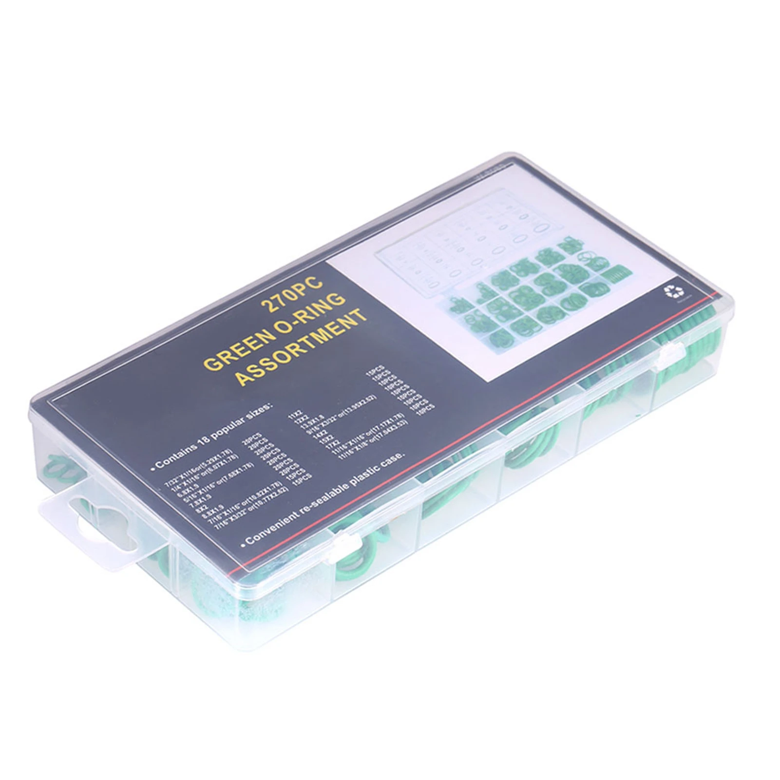 에어컨 용 O 링, 18 크기 270pcs 자동차 트럭 교체 에어컨 녹색 O 링 도구