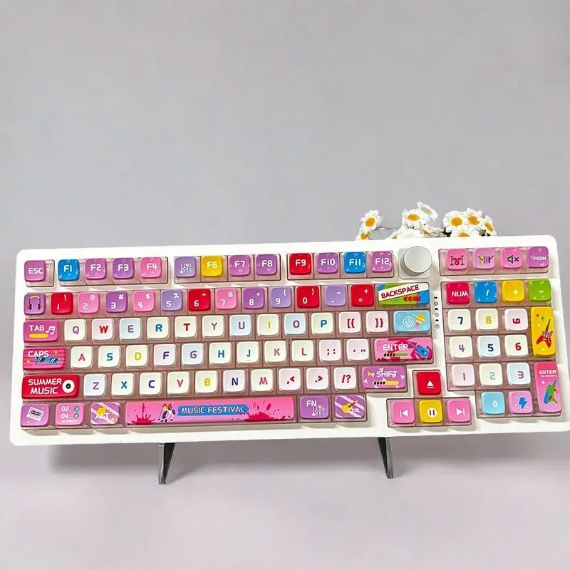 Pink Theme Pudding translucent Keycaps 125 Keys PBT SAX Key Cover DYE Sublimation MX Switch Keycap Mechanical Keyboard Cap