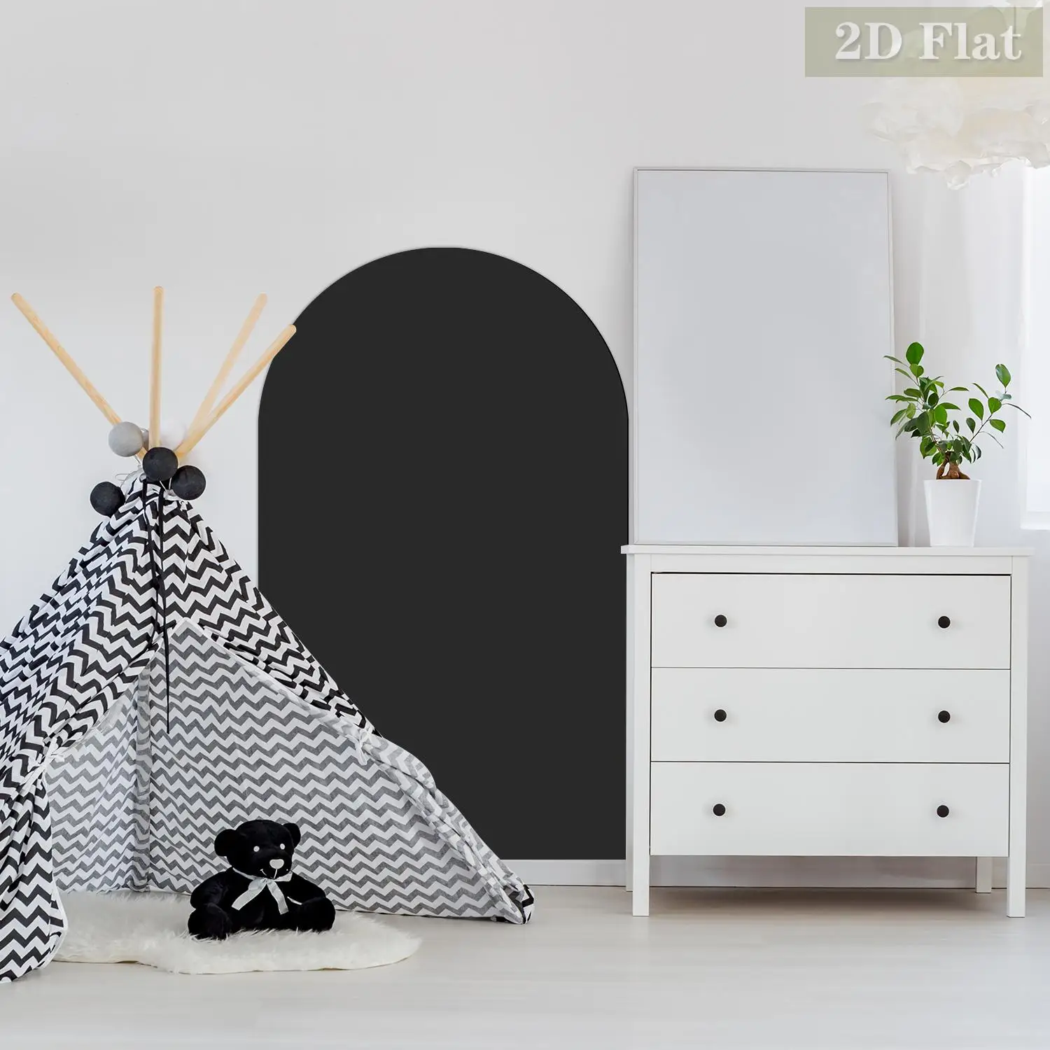 1pcs Black Arched Decorative Magnetic Whiteboard Wall Sticker, Reusable, Graffiti, Simple Curved Semi-Circular Pattern