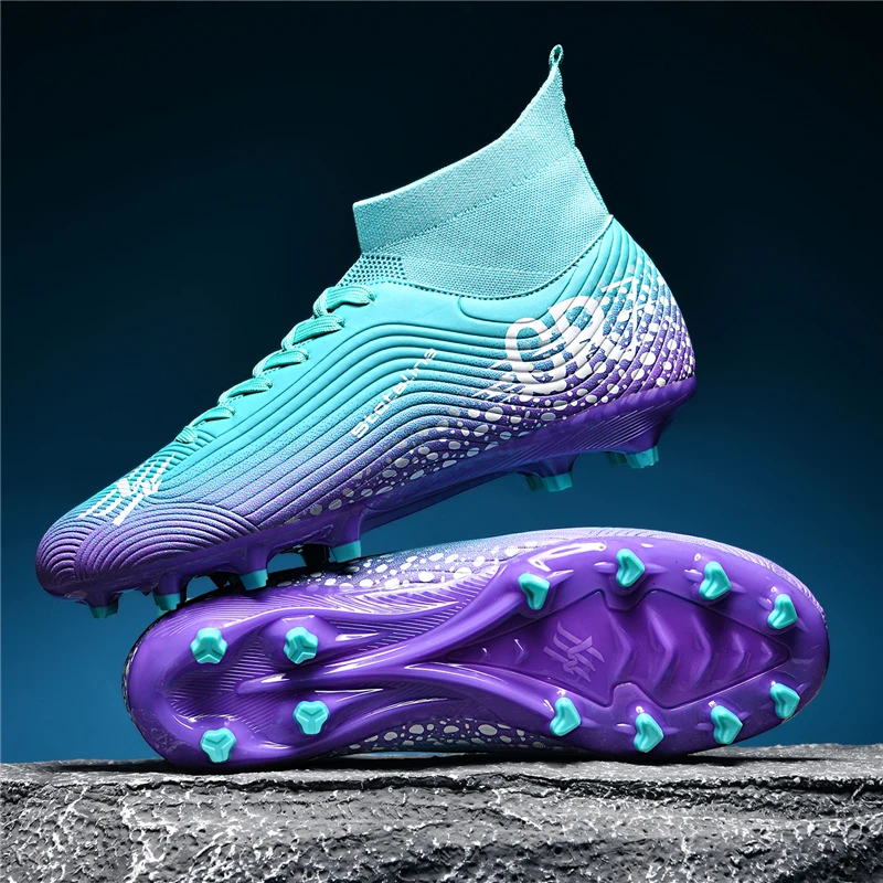 Men/Women Professional Soccer Cleats Anti-slip FG Studded Football Boots Breathable High-Top Training Shoes view 5