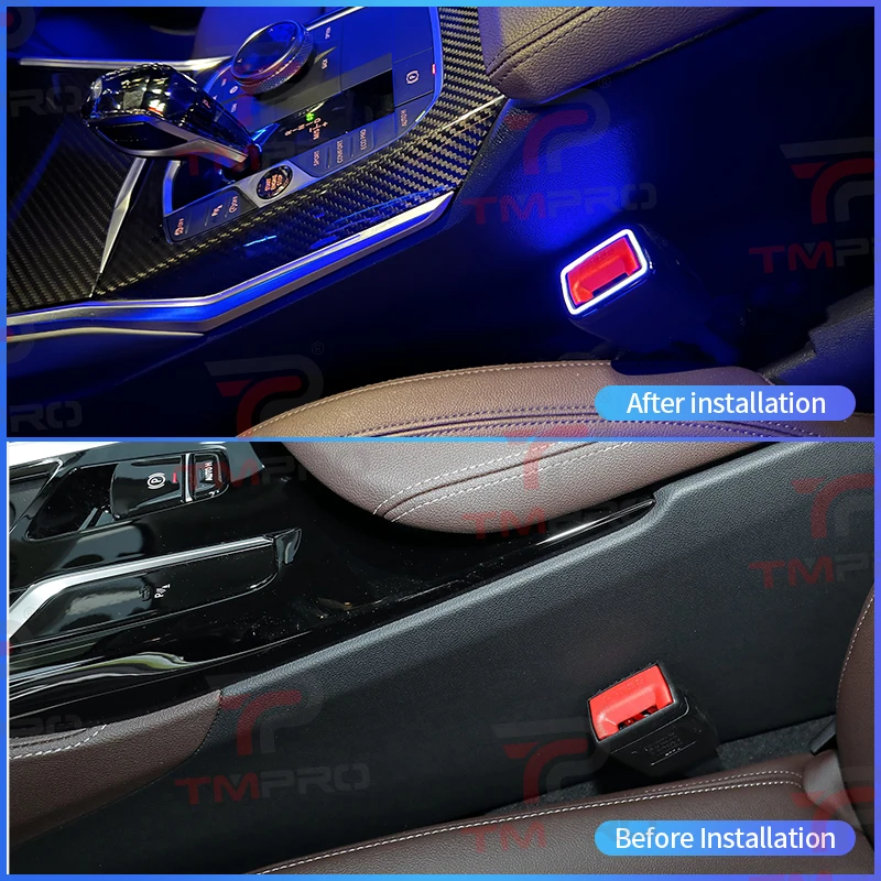 11 Colors Ambient Light For BMW 2 3 4 5 6GT 7 8 Series G20 G30 G05 G06 G07 G01 G80 i3 i4 M3 M4 LED Seat Belts Safety Buckle Lamp