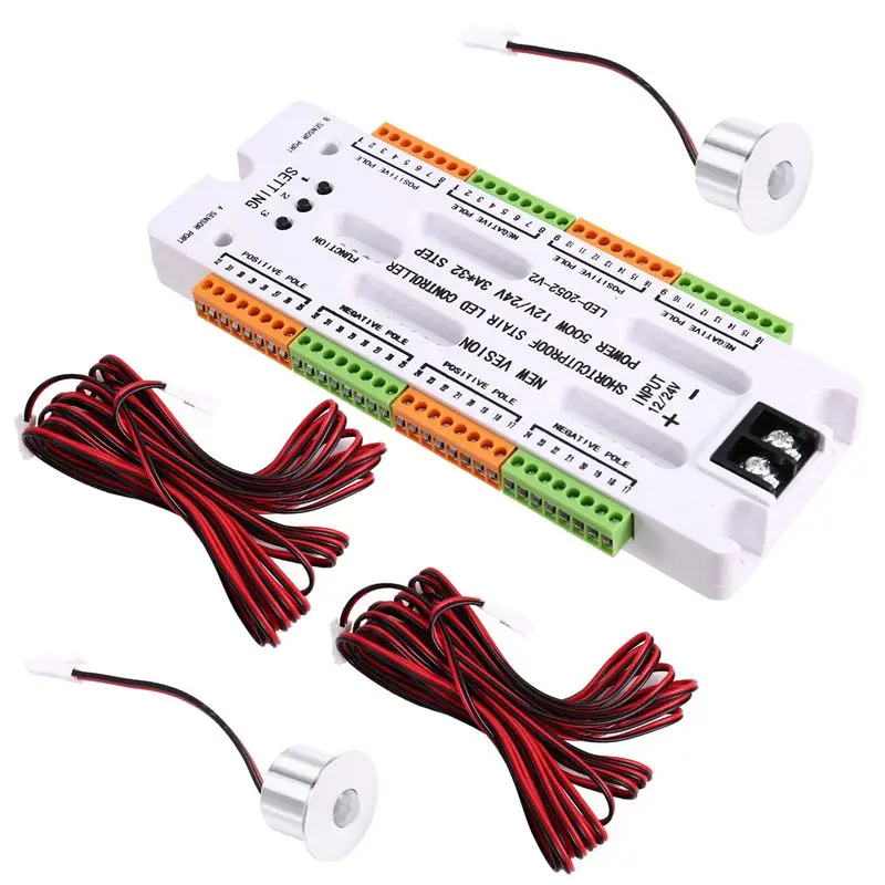 

BNVN-Stair Dimmer Ladder Night Light 32 Channels LED Motion Sensor Light Luggage Prevention Short Circuit Controller DC12V/24V