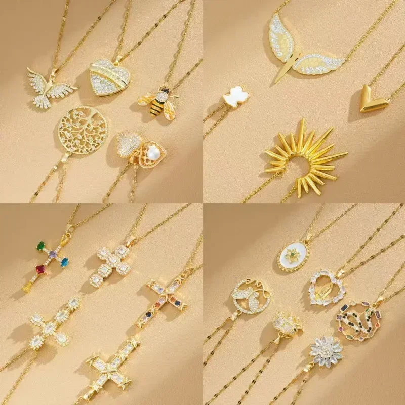 Collana con elefante tridimensionale in vero oro di lusso leggero, catena con clavicola da donna