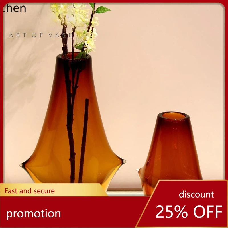HXL Glass Vase Ornament Entrance Coffee Table Decoration Hydroponic Flower Arrangement Vase