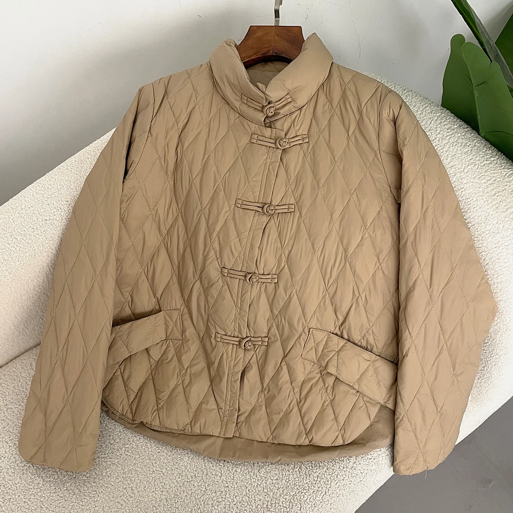 Piumino da donna New Fashion American White Duck Down Coat Piumino leggero Piuma Casual Office Lady