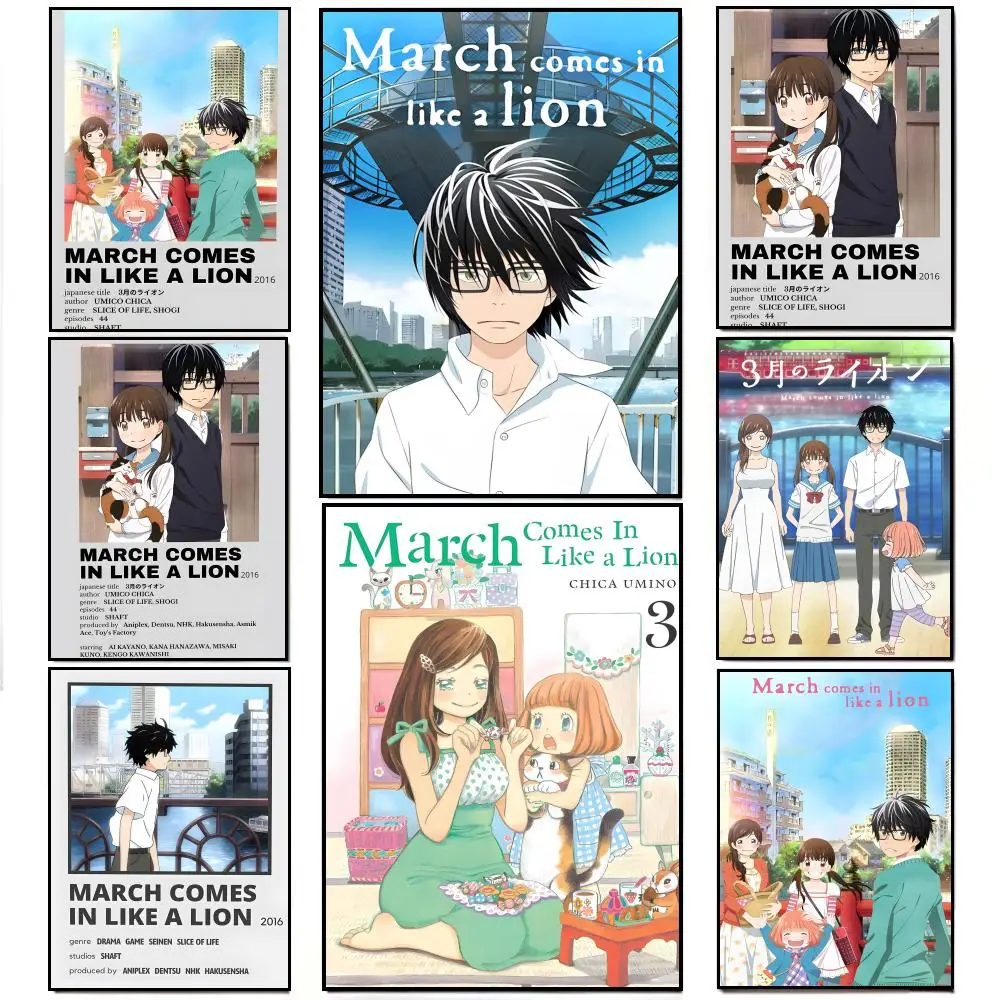 Gentle Heartfelt Anime M-March Comes In like a Lion Poster Poster HD  Waterproof Wall Sticker Bar Living Room Decor Gift