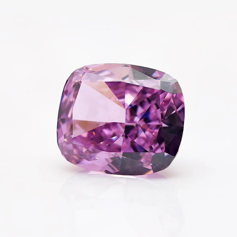 Now Fancy Purplish Pink Rectangle Cushion Crushed Ice Cut Cubic Zirconia High Carbon Diamond CZ 4K Cutting 5A+ Quality