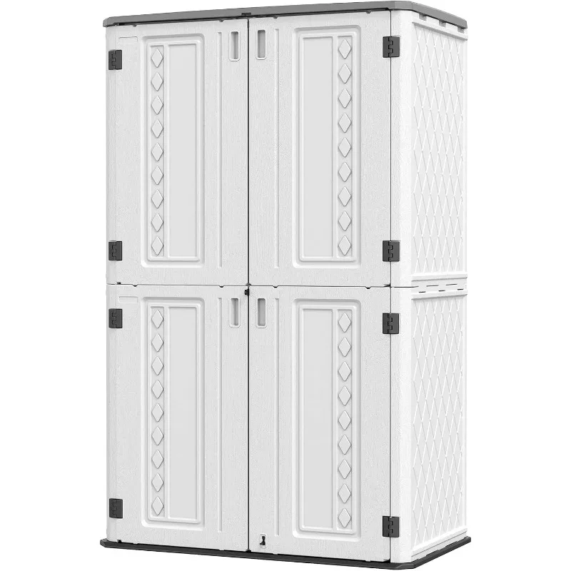 HOMSPARK Storage Shed Weather Resistance, Multi-Purpose Outdoor Storage Cabinet Waterproof, Outdoor Storage Cabinet Garbage Cans