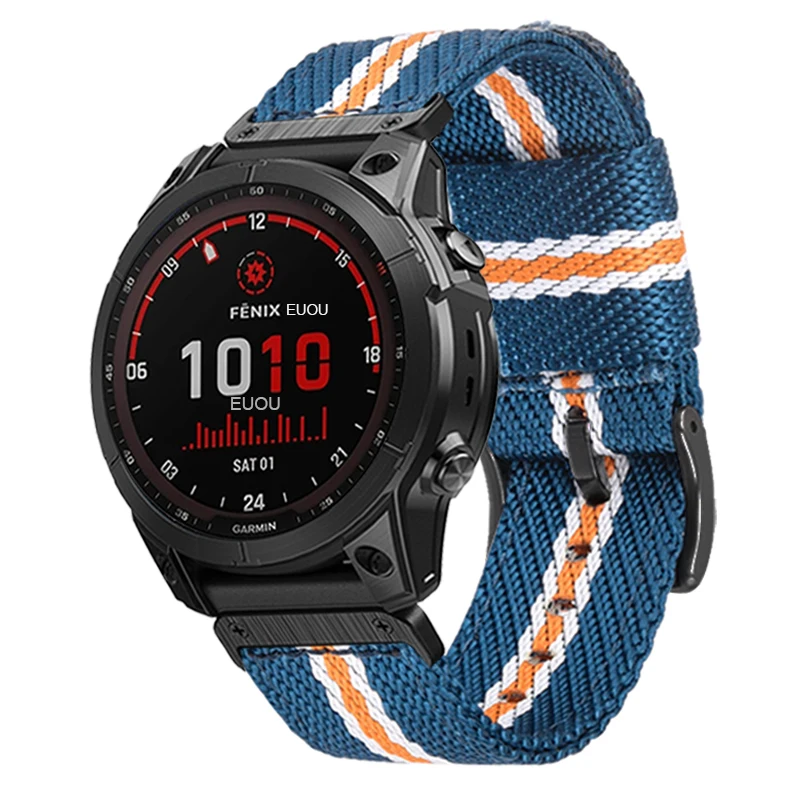 QuickFit-26mm 22mm 직조 나일론 스트랩, Garmin Fenix 7X 6X 5X plus 7 6 Epix Gen 2 MARQ Descent G1 Mk2 Tactix 교체 밴드