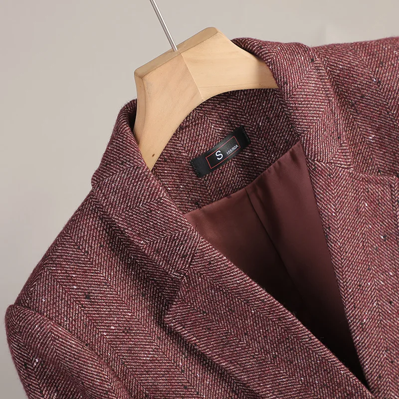 Autunno Inverno Donna Giacca Sportiva Spessa Giubbotti Donna Nuovo In Cappotti Dentellati Casual Singolo Bottone Capispalla Plus Size Blazer Mujer