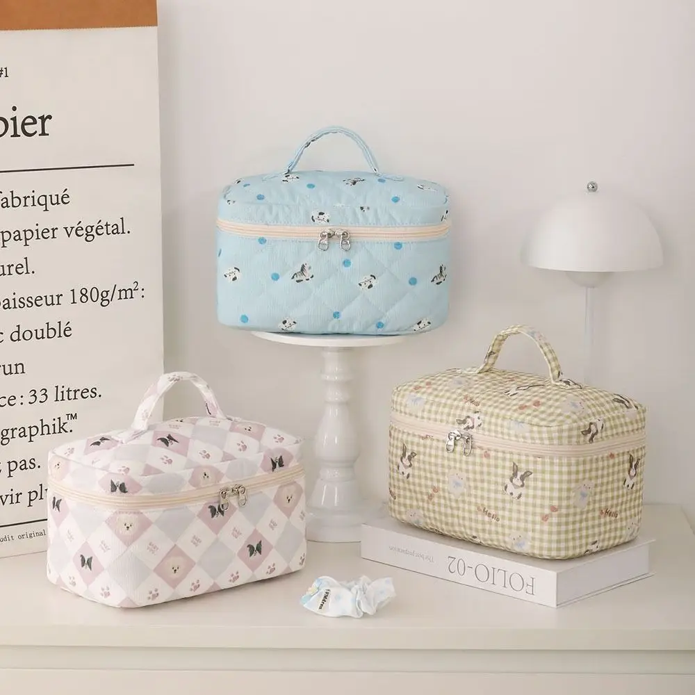 Gifts Cute Rabbit/Puppy Makeup Bag Large Capacity Quilted Toiletry Pouch Cosmetic Bags