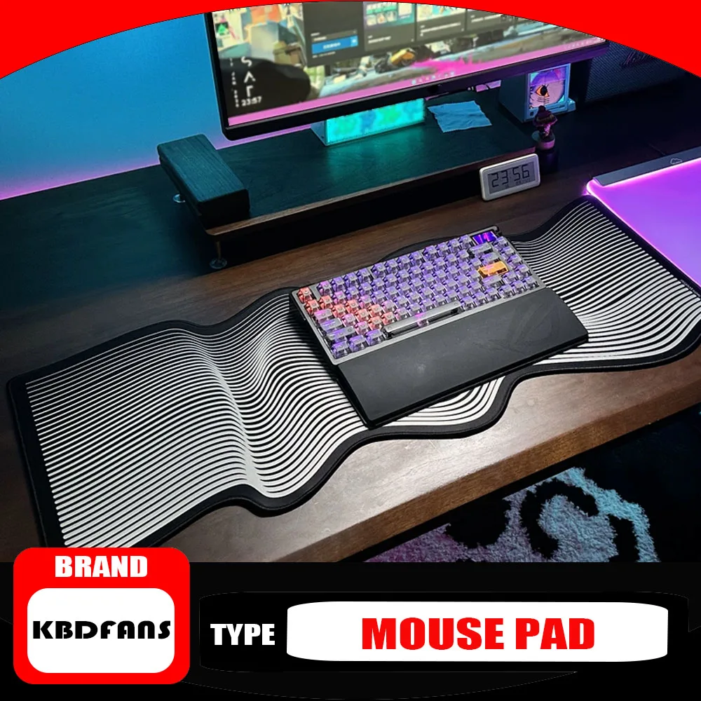 KBDfans Black Snail Table Mat 900x360mm Irregular Keyboard Pad Anti Slip Smooth Desktop Gaming Mousepad Office Accessories