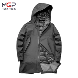 MGP Down Jacket Medium Long Grey Duck Down Business Waterproof Windproof Breathable Men's Warm Casual Jacket