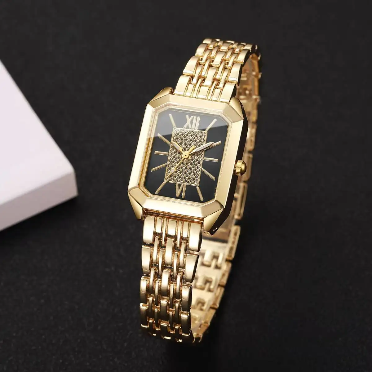 Роскошные женские часы, 4 шт./компл., модные кварцевые наручные часы с ремешком из нержавеющей стали, Reloj Mujer (без коробки)