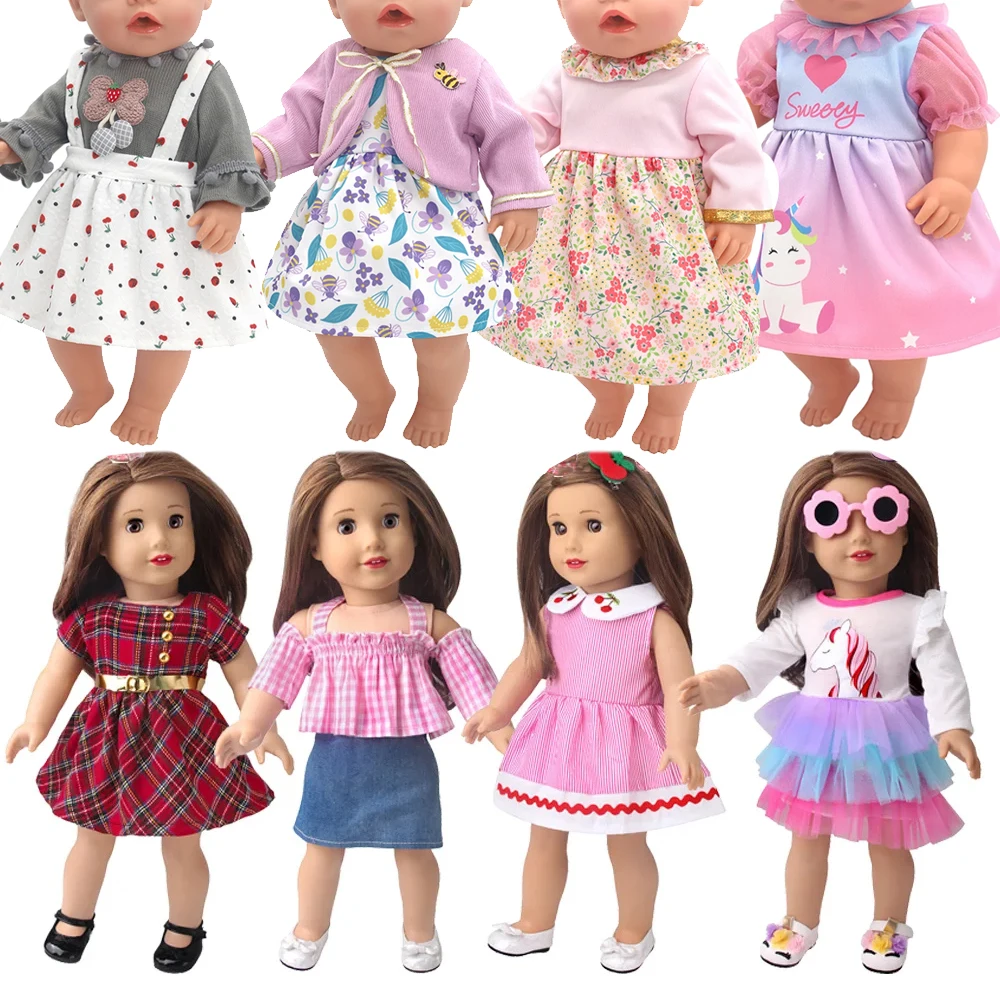 Doll clothes for 43-45cm NEW born baby american doll Fashion T-shirt overalls princess gauze skirt gift for girls