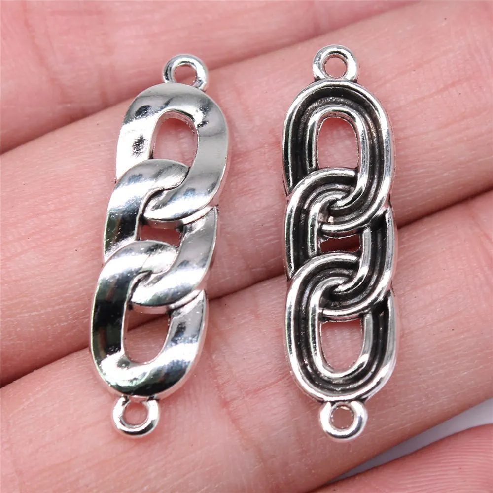 10pcs/lot 34x10mm Chain Link Charms For Jewelry Making Antique Silver Color 1.34x0.39inch