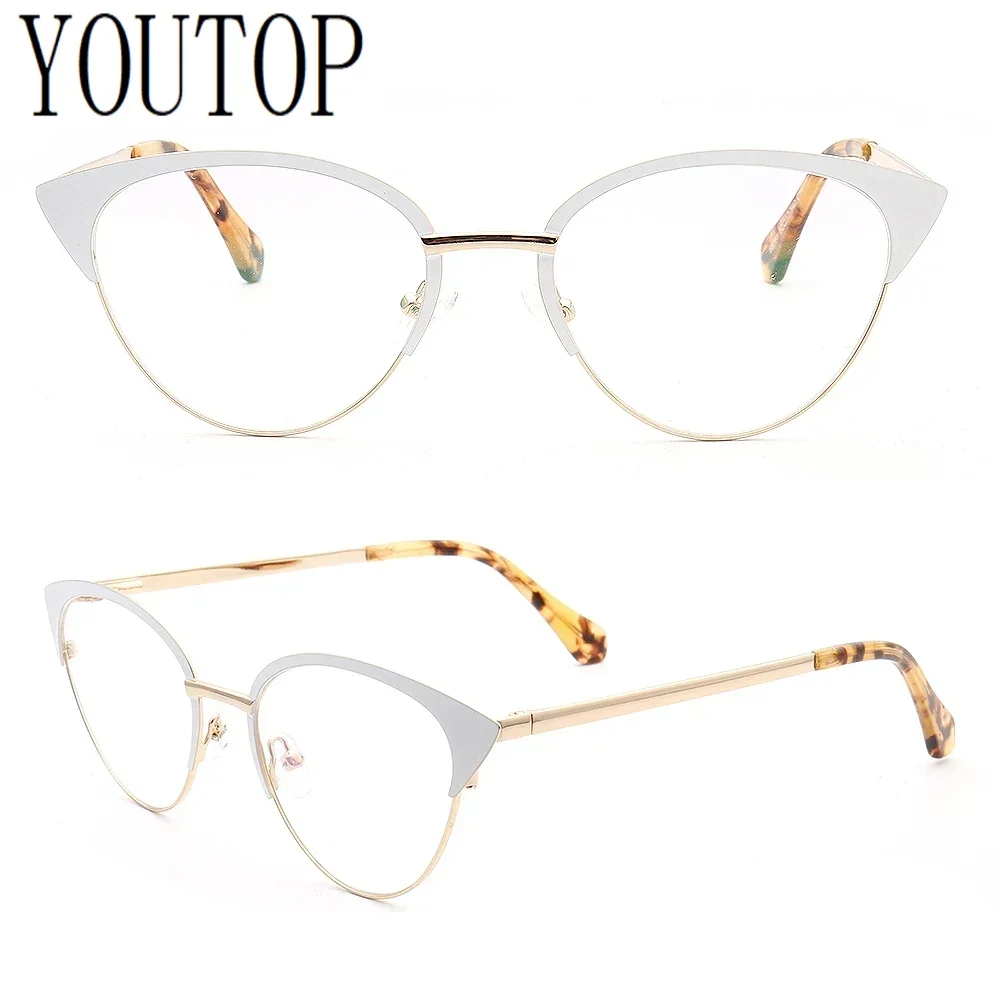 

Ретро кошачий глаз женская оптическая оправа для очков металлическая оправа для очков из нержавеющей стали круглые модные очки по рецепту черепаха черный