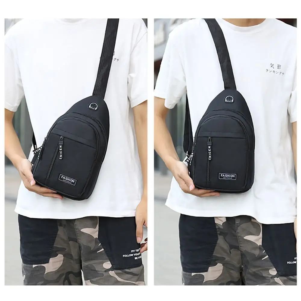 1Pcs Waterproof Chest Bag Double Layer with USB Port Messenger Bag Men\'s Fashion Trend Oxford Cloth Crossbody Shoulder Bag