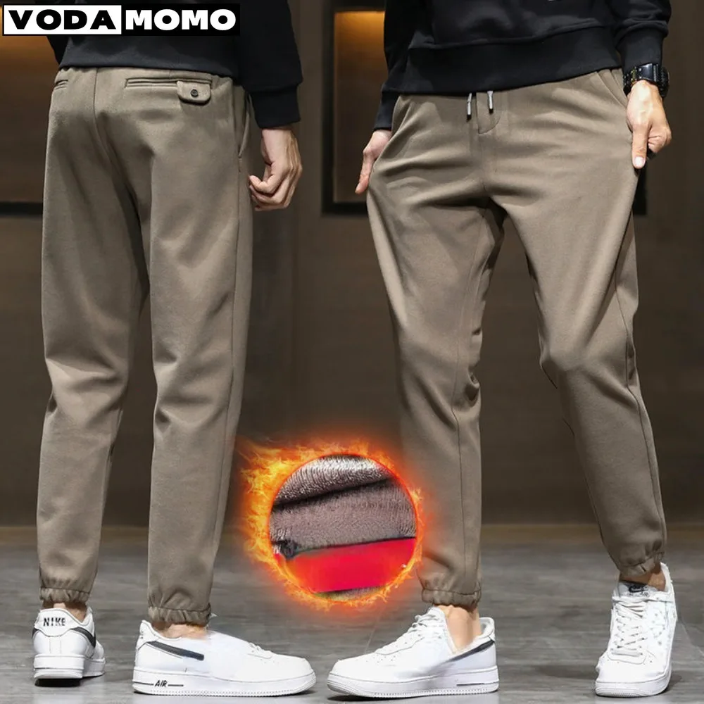 

Autumn Winter Men' Fleece Warm Casual Pants Business Straight Thick Stretch Trousers Male Brand Clothing men clothing trousers