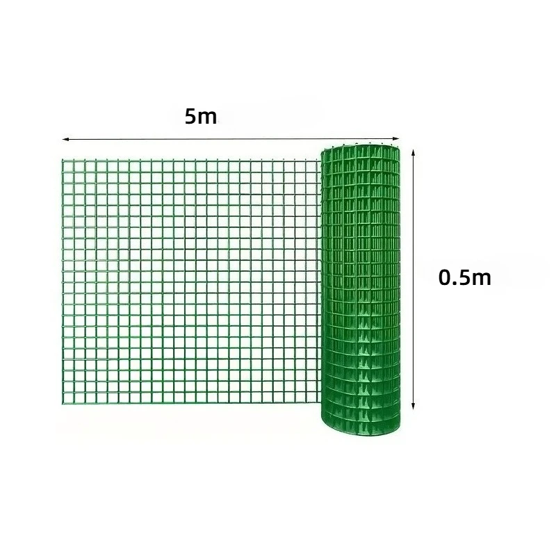 Green PVC Coated Galvanized Wire Mesh Anti Rust Fence Roll Easy Install For Garden Farm Chicken Coop Plant Animal Barrier