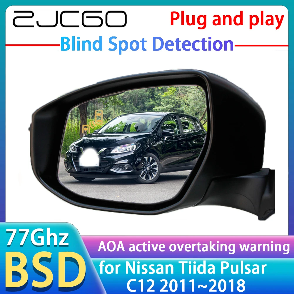 ZJCGO 77GHz Radar Detector BSD Blind Spot Detection Alert Mirror Assistance Accessories For Nissan Tiida Pulsar C12 2011~2018