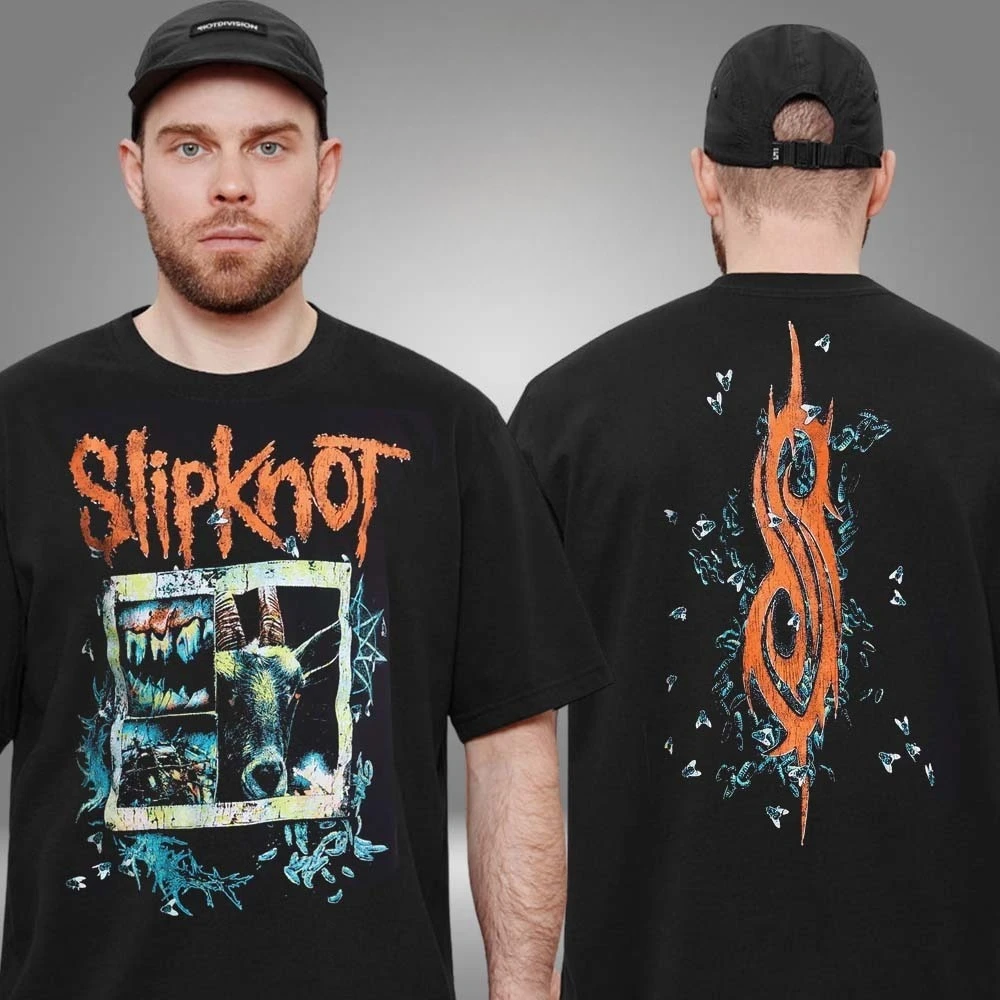 تي شيرت Slipknot Maggots ثقيل الوزن على الوجهين للجنسين تي شيرت فاخر عالي الجودة لكل من الرجال والنساء Y2k #1