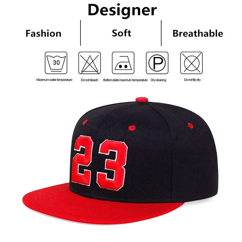 Unisex 23 haftowane czapki hip-hopowe na zewnątrz regulowane baseballówka w stylu Casual czapki kapelusz przeciwsłoneczny