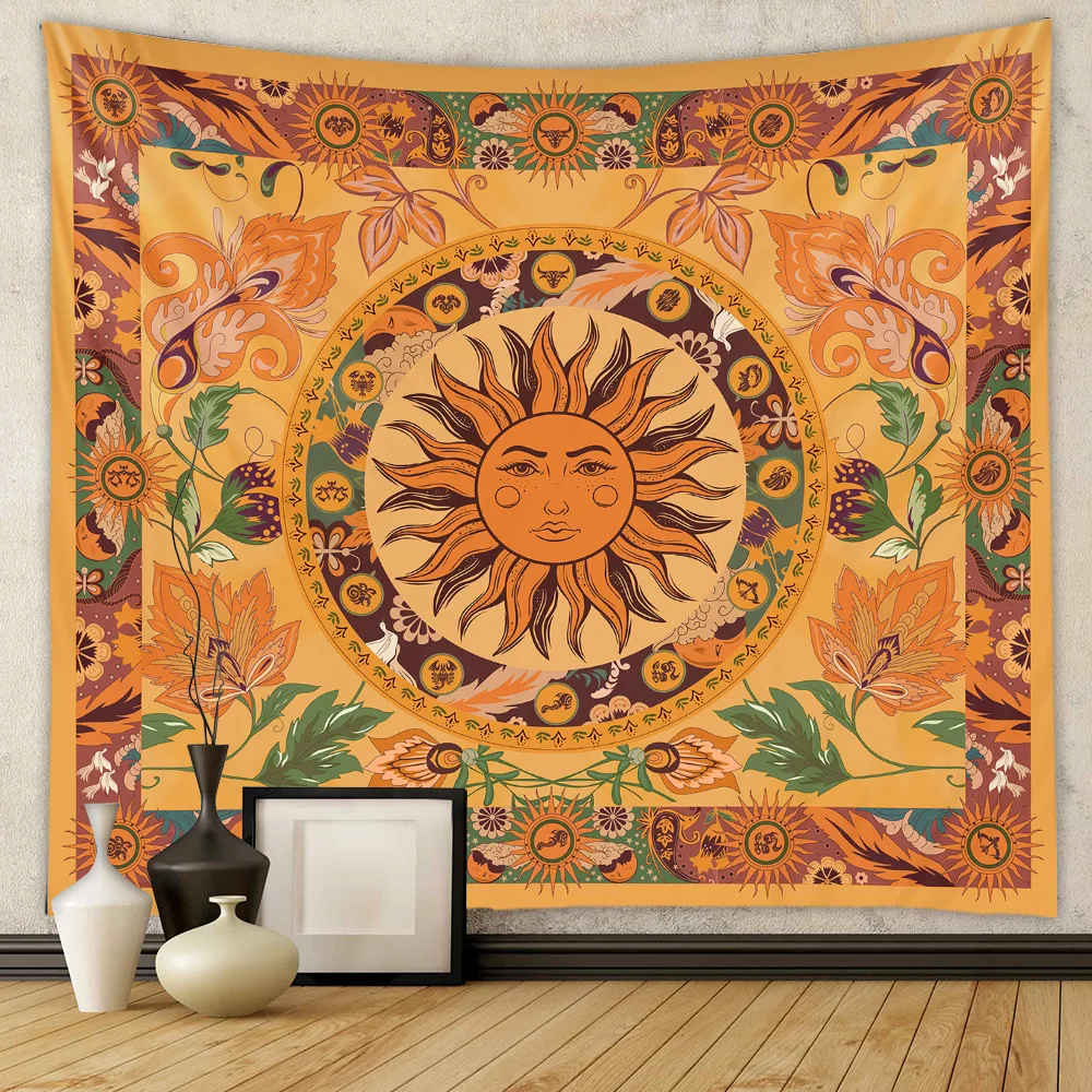 

Bohemian Macrame Wall Hanging Tarot Tapestry Sun Moon Astrology Ouija Carpet Mandala Florals Boho Decor Home Bedroom Decoration