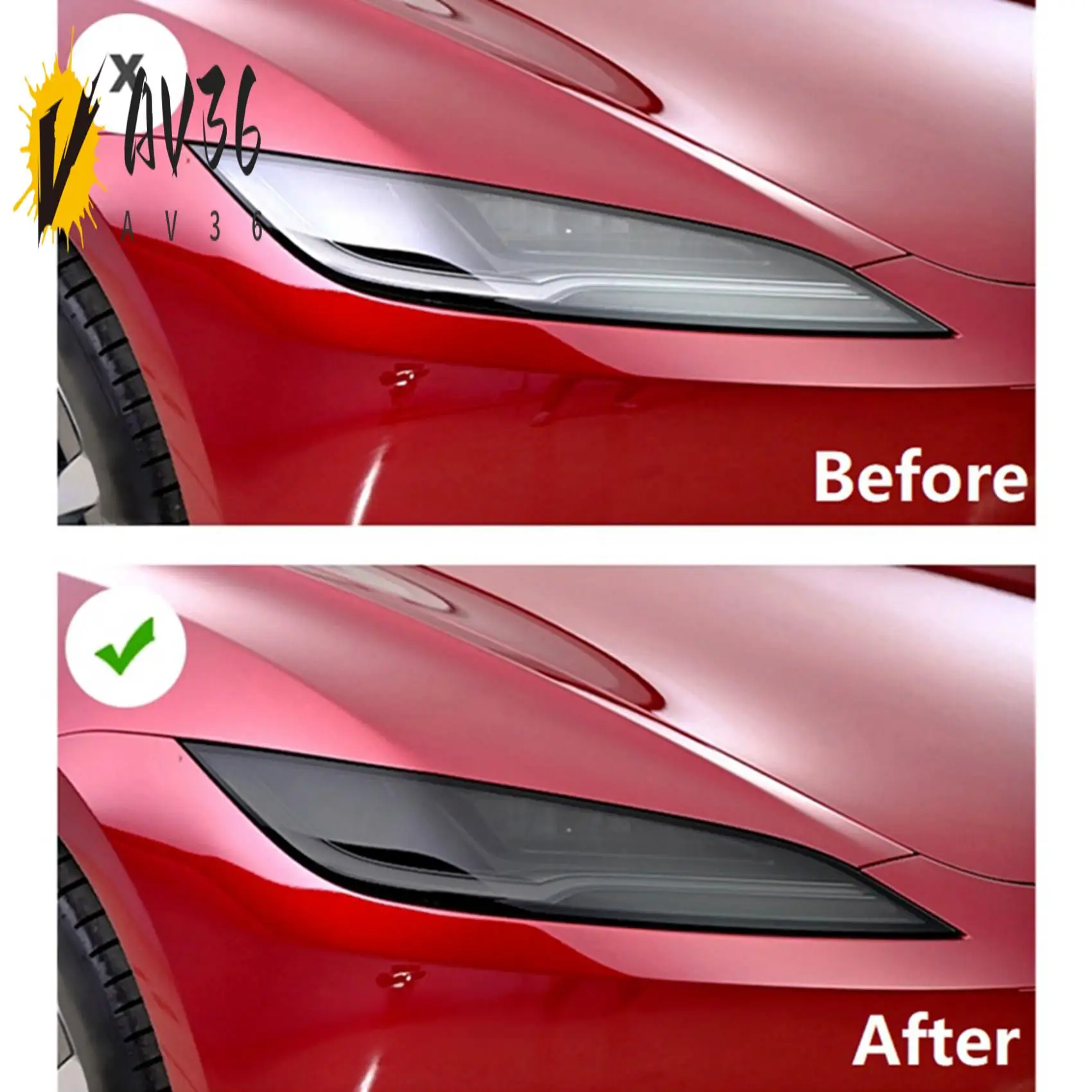 

AV36-For Tesla Model 3 Highland 2024 Headlight+Rear Tail Light Protector Film TPU Headlights Tail Lamp Sticker Protection