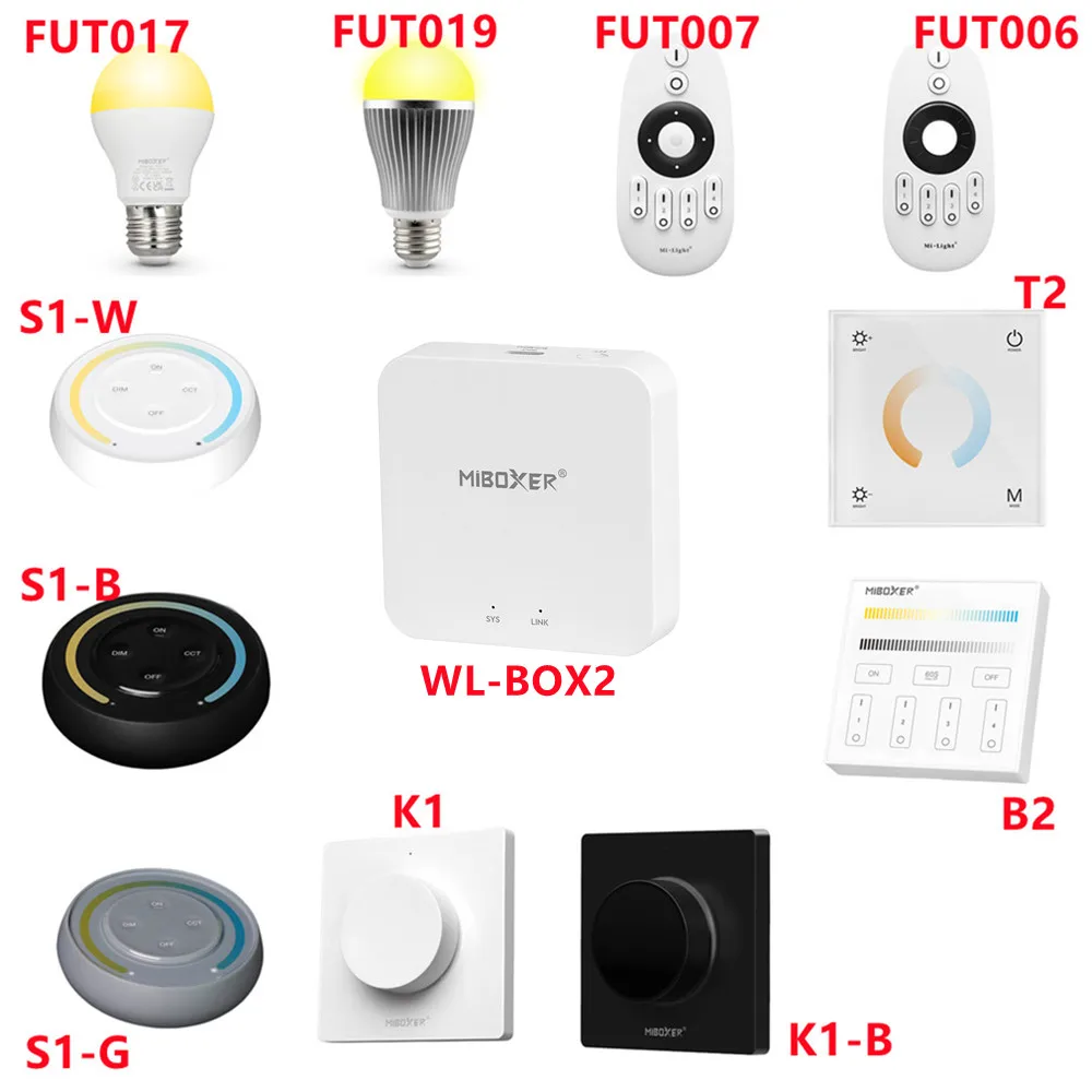 

WL-Box2 2.4GHz Gateway 4G WIFI iOS Android for Alexa Voice/K1 switch panel remote Compatible 6W 9W Dual White LED Light Bulb