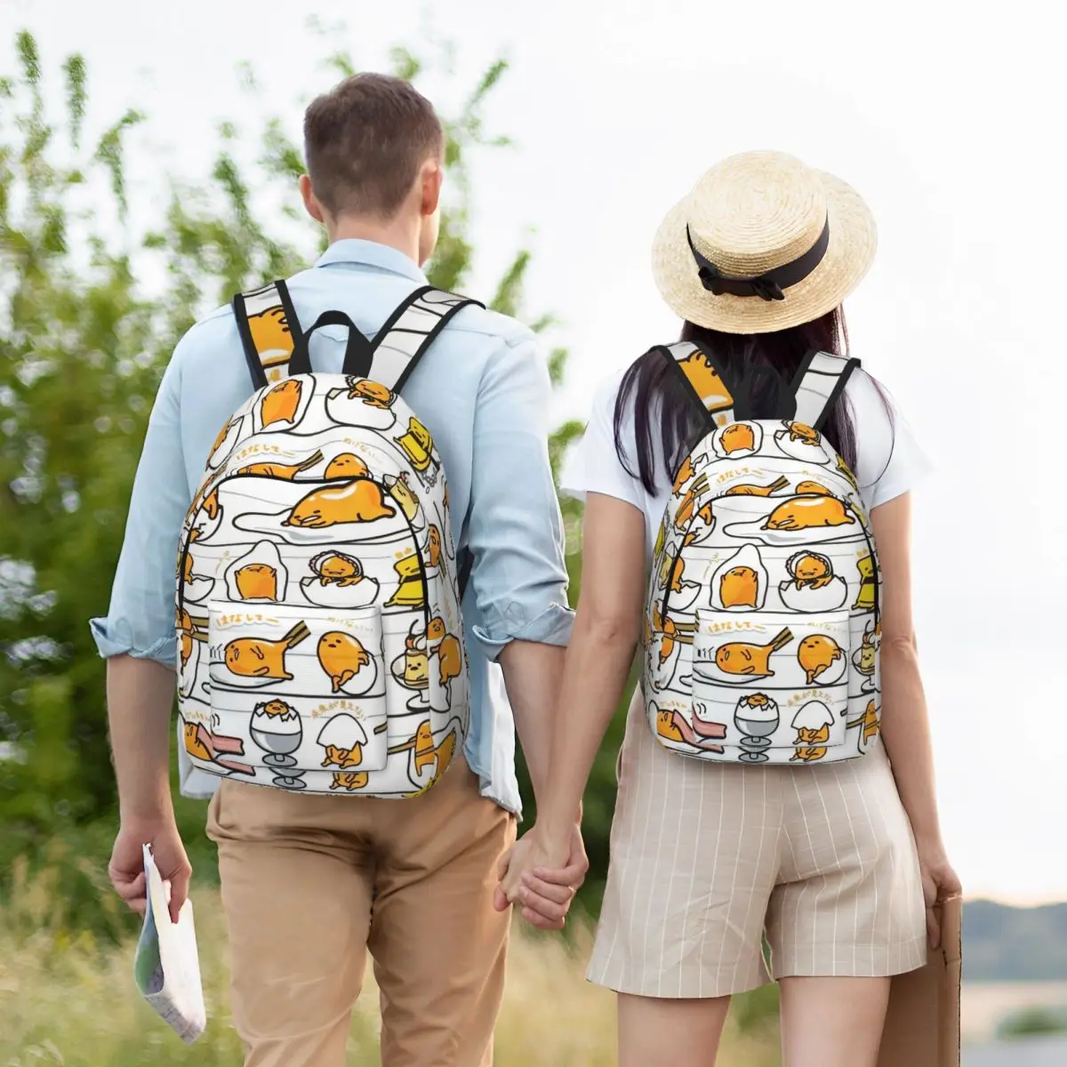 Gudetama Yoga Niedlicher Eier-Cartoon-Rucksack für Grundschule, weiterführende Schule, Studenten, Büchertaschen, Teenager-Tagesrucksack, Geschenk
