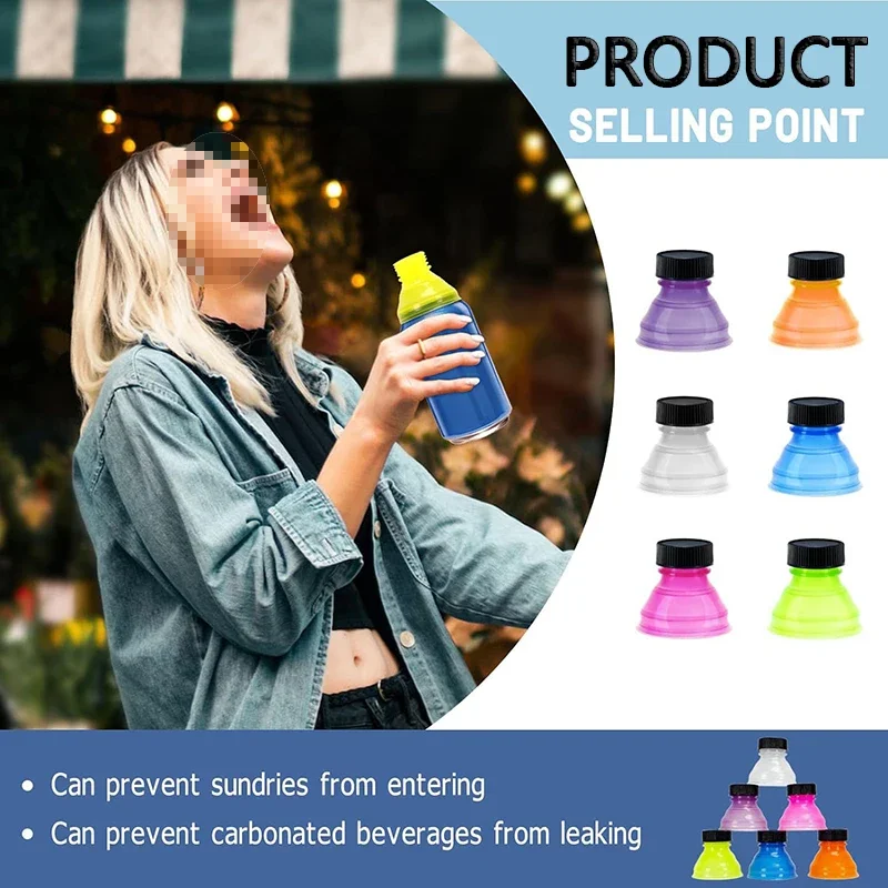 6Pcs Reusable Plastic Airtight Lid Beer Water Dispenser Lid Can Protector Caps Cover Bottle Top Soda Saver Cans Dust Cover images - 6