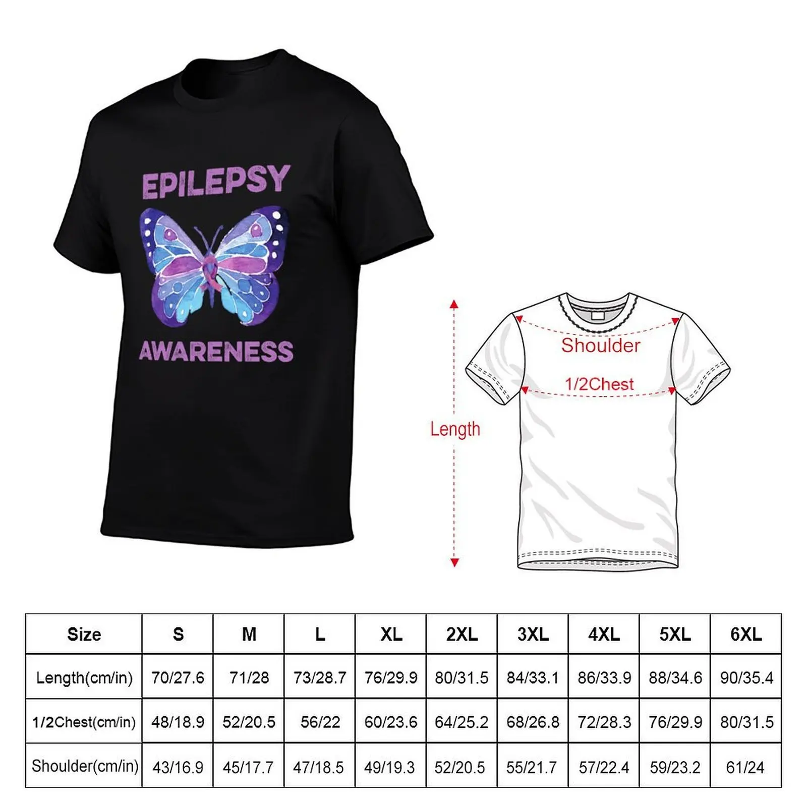 Epilepsy Awareness Butterfly Purple Ribbon Seizure Neurological Brain Disorder T-Shirt