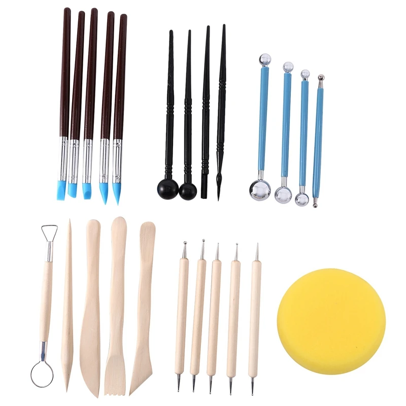 24Pcs Ball Stylus Dotting Tools, Clay Pottery Modeling Set Carving Tools Rock Painting Kit For Sculpture Pottery