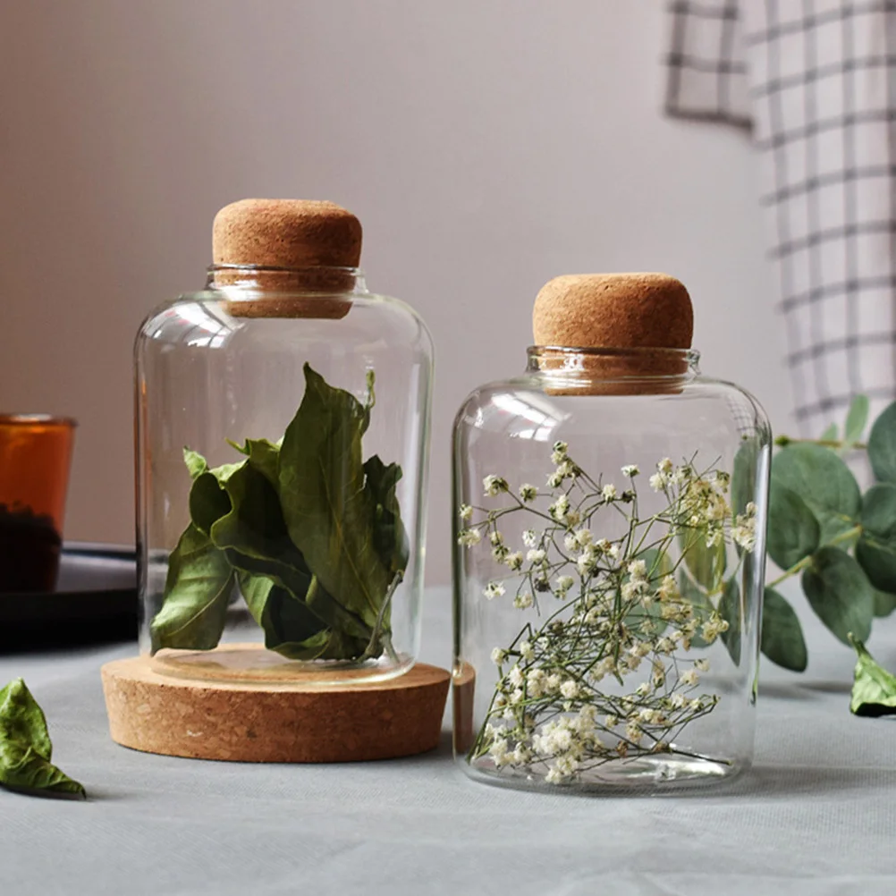 

1Pcs Safe Glass Containers Aesthetic Design for Milk Tea Grains Dry Food Storage Khaki Sealed Jar Cork Glass Bottle