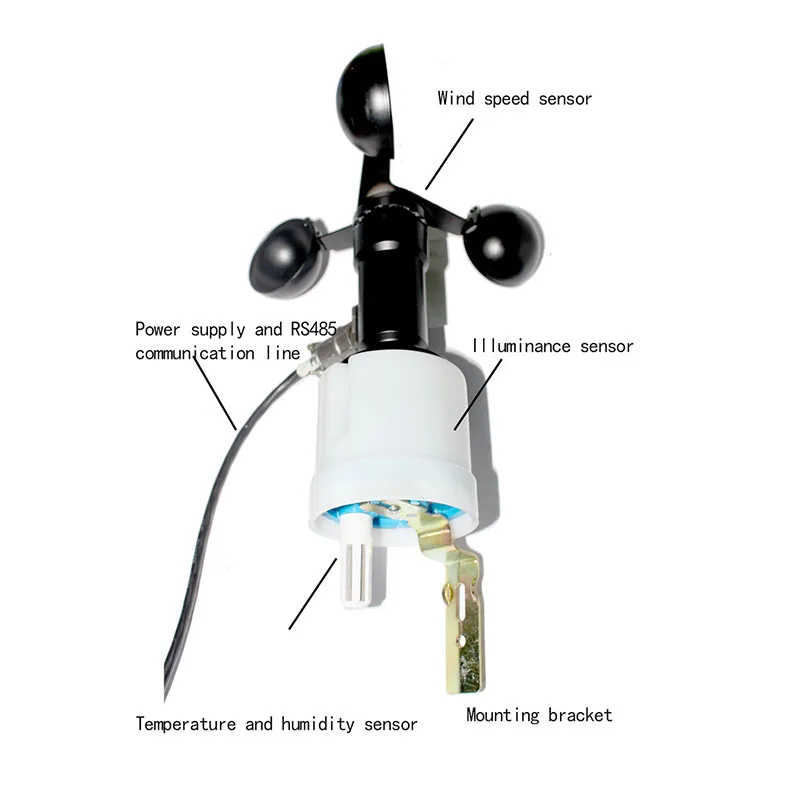Outdoor Temperature and Humidity Meter Light Intensity Sensor Outdoor Transmitter Wind Speed and Direction Tester