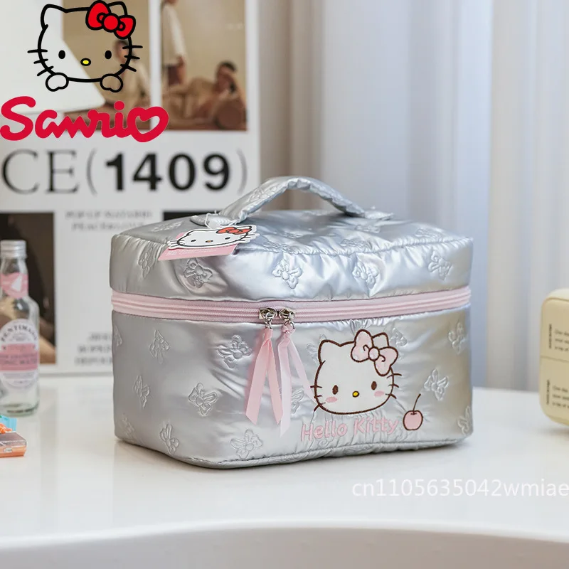 Hello Kitty New Handheld Makeup Bag Fashionable High Quality Embroidered Lipstick Storage Bag Cartoon Cute Travel Storage Bag