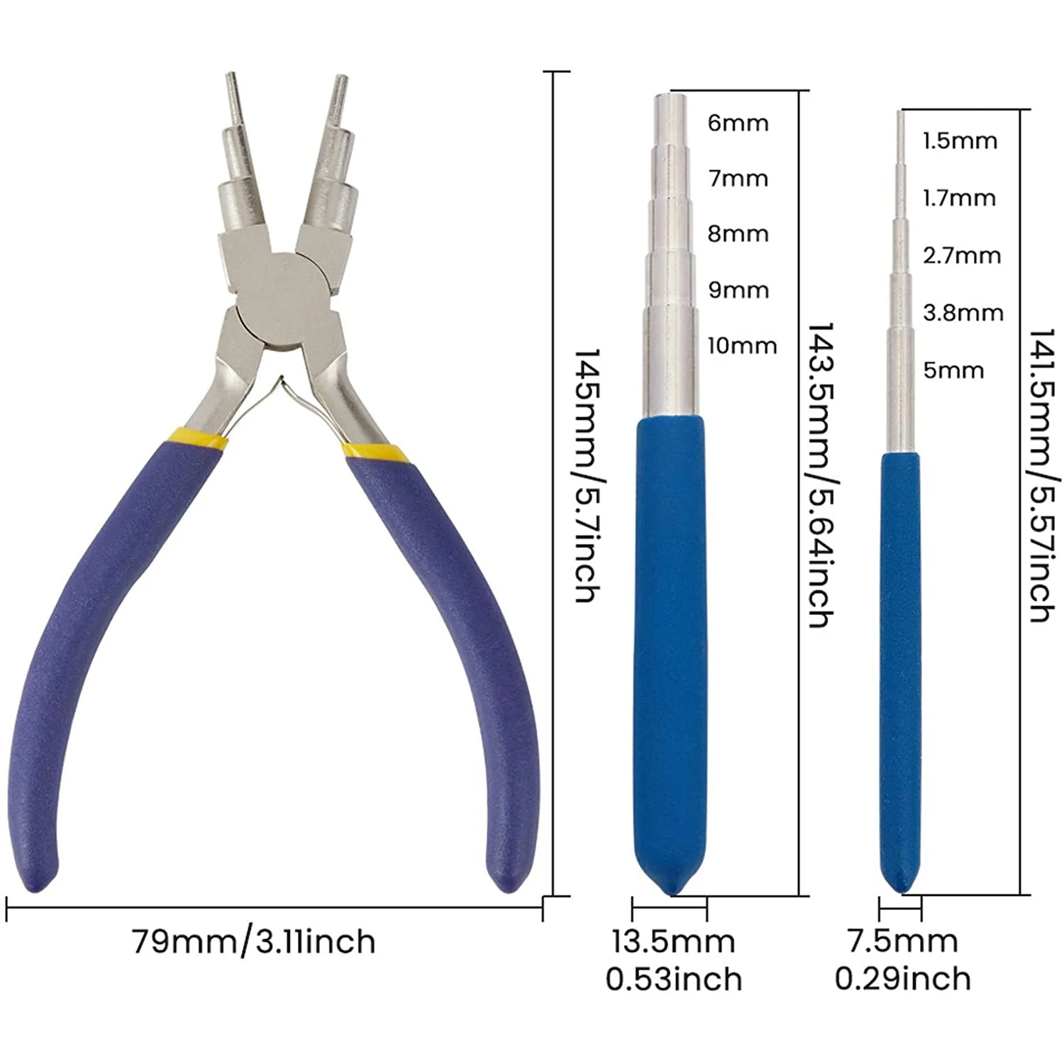 Winding Tool Kit with Winding Mandrel and 6-In-1 Ring Making Pliers for Jewelry Winding and Jump Ring