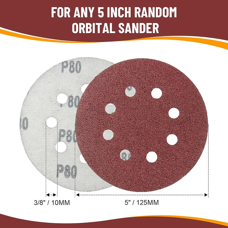 160PCS 5 Inch Sanding Discs, 60-600 Grit  Round Hook and Loop sand paper assortment pack for Random Orbital Sander Wood Working