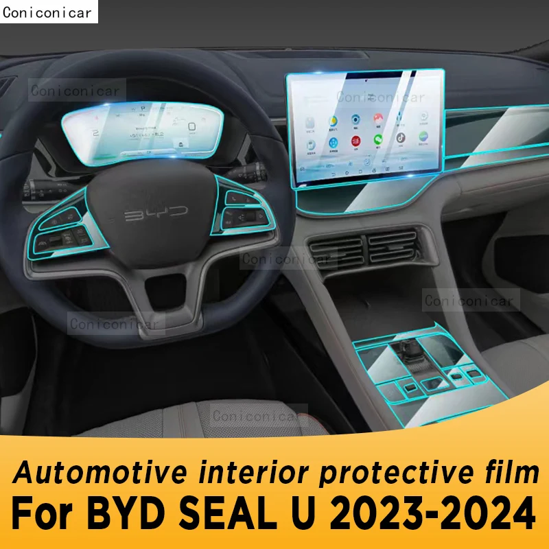 

For BYD SEAL U 2023 2024 Gearbox Panel Navigation Automotive Interior Screen TPU Protective Film Cover Anti-Scratch Sticker