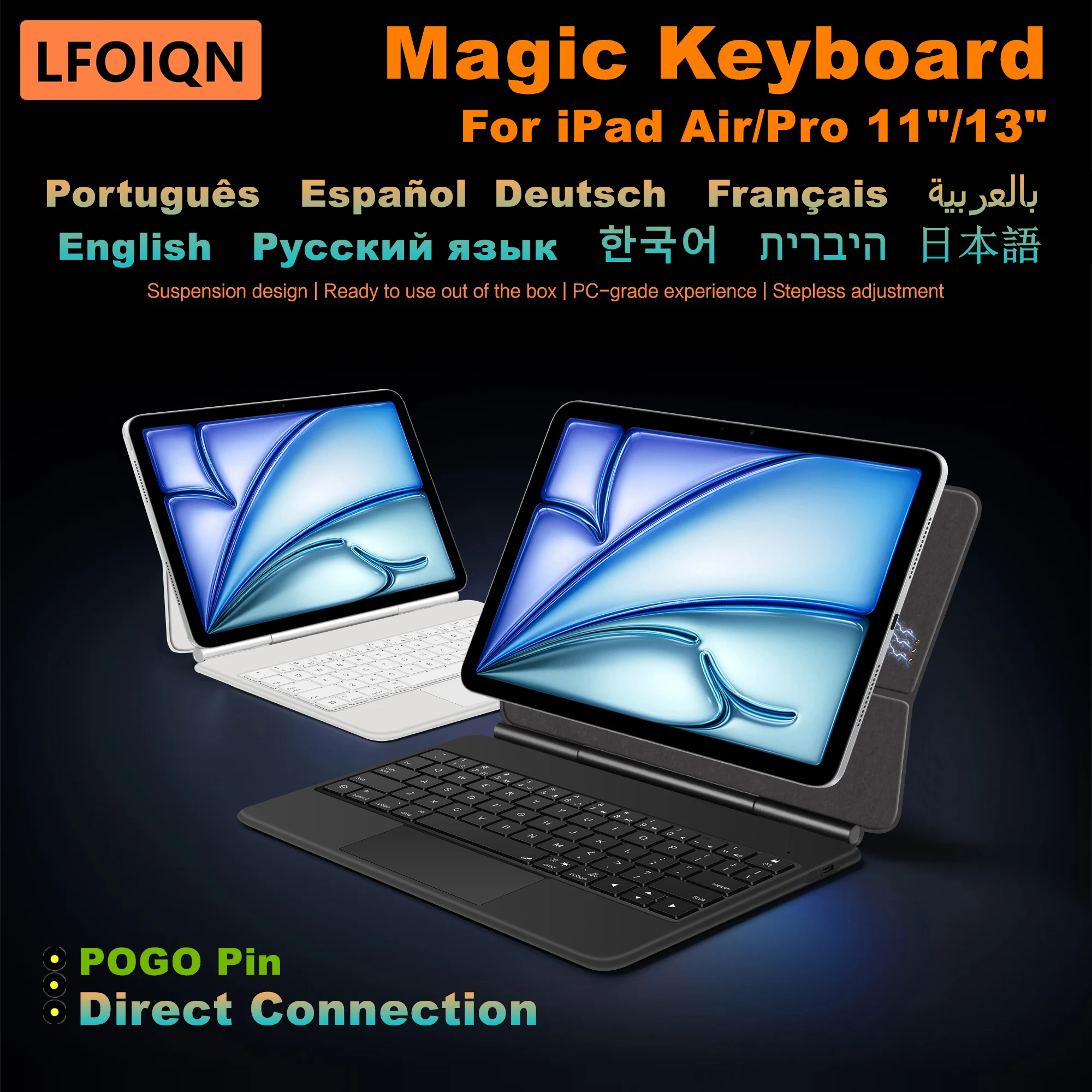 

LFOIQN Pogo Pin Magic Keyboard For iPad Air 11 inch 13" M3 M2 M5 M4 iPad Pro 11 12.9 4th 5th 6th Case Smart Direct Connection