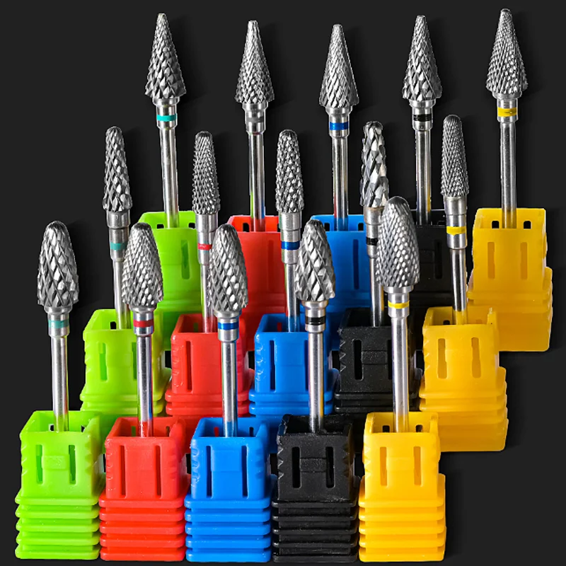 Wolfraamstaal nagellak hoofd conische ronde platte kop nagelreparatie accessoires gereedschap verwijderen nagel patch manicure polijstkop