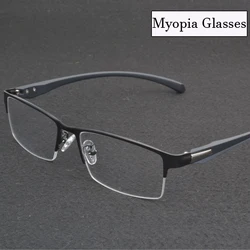 Lunettes de myopie unisexes pour hommes, demi-monture en métal, lunettes moins, anti-lumière bleue, lunettes de myopie, dioptrie jusqu'à-6.0, affaires, nouveau