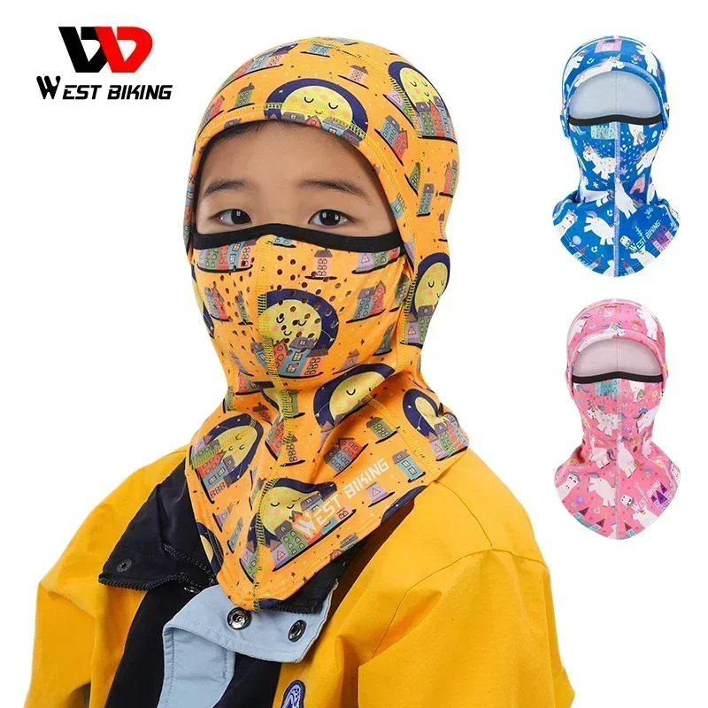 WEST BIKING Winter Warm Boy Girl Hood Cap Soft Fleece Children Bike Balaclava Sport Scarf Neck Warmer Ski Full Face Cover