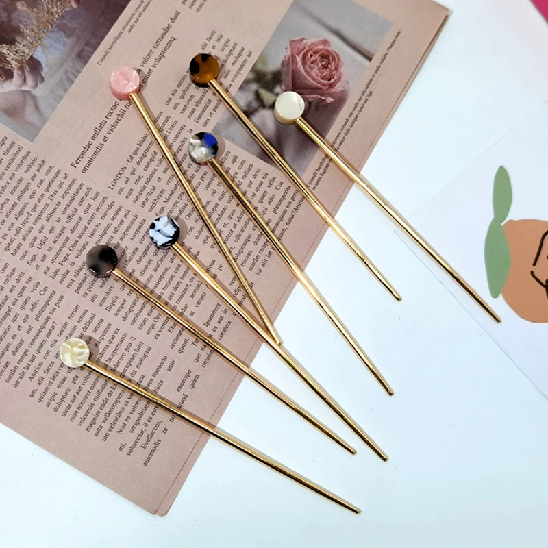 Vintage Chinese Style Hair Sticks Simple Acetate Round Head Chopstick Hairpins Women Girls Hair Bun Tools Hairstyle Hearwear